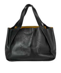 Perforated Logo Large Tote, Faux Leather, Black, 2*